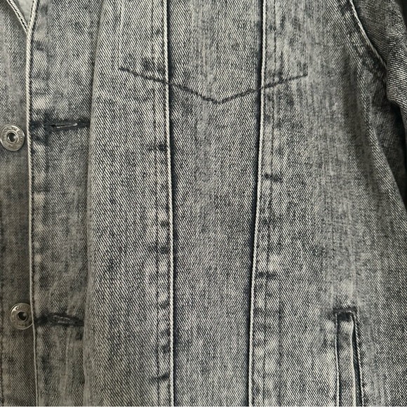 Brooklyn Cloth Denim Jacket Trucker Sherpa Lined Button Front Acid Wash - Medium - Picture 3 of 4